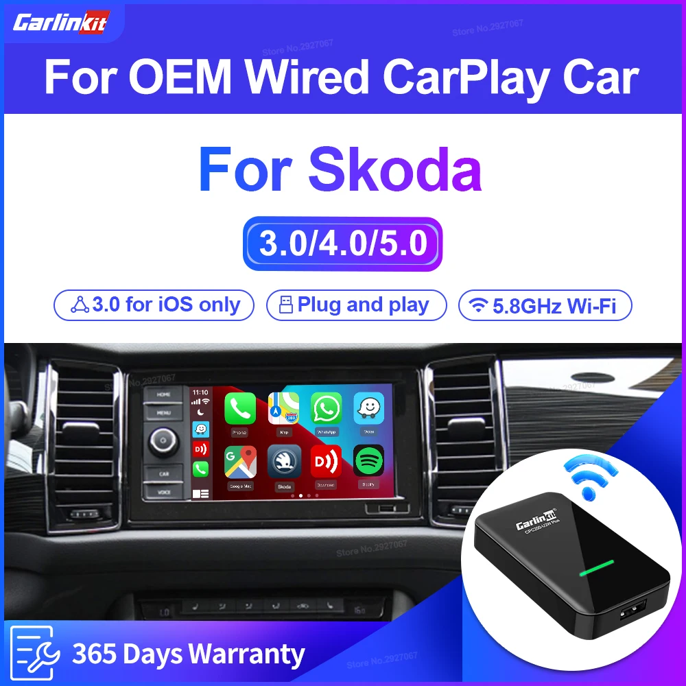 

Carlinkit 5.0 4.0 3.0 Carplay Wireless Adapter Apple Car Play Smart Box for Skoda Scala Superb Kodiaq Rapid Octavia Fabia Kamiq