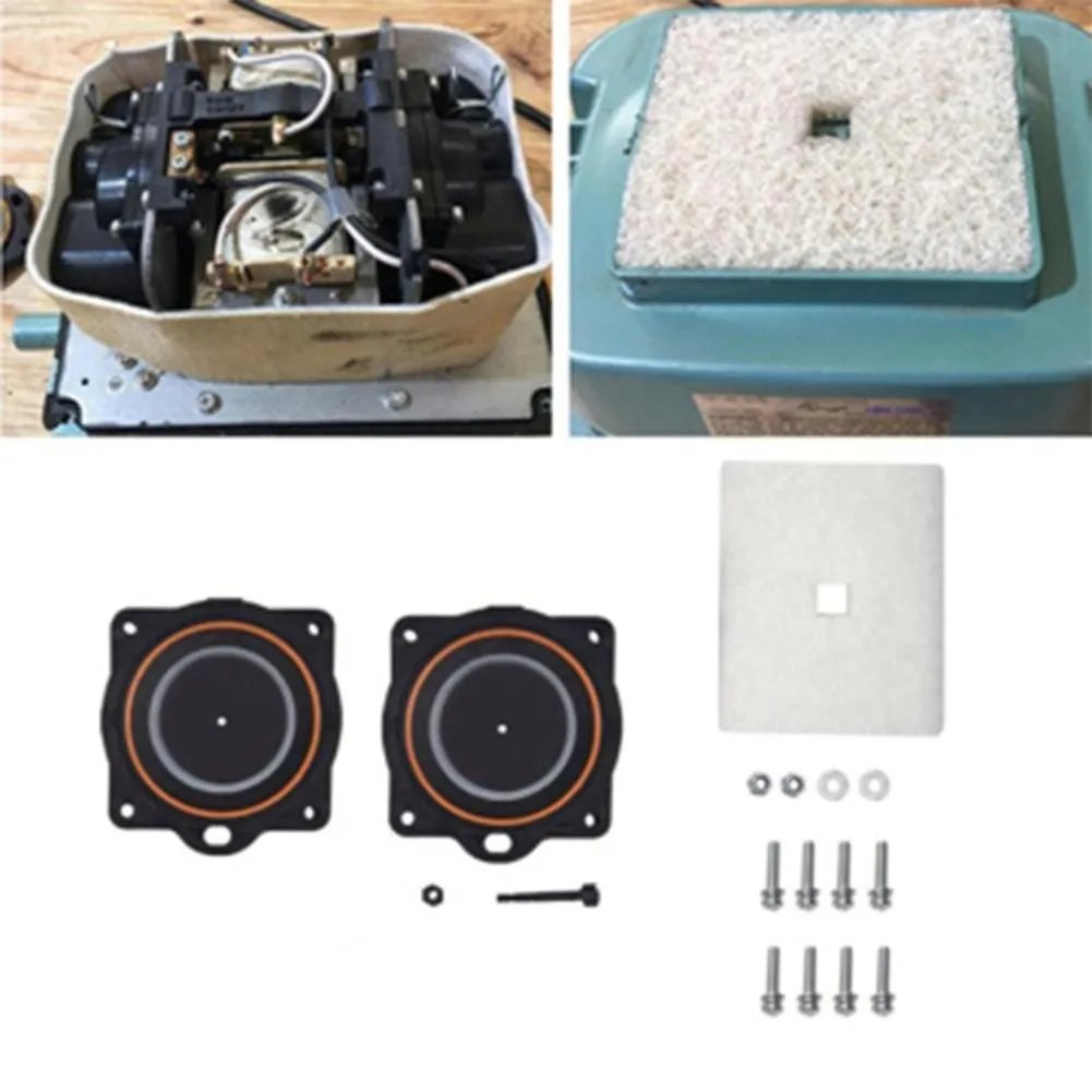 Diaphragm Set Air Pump Kit Air pump kit Filter Element Screw Clamp Washer Air Valves Black Clean Filter element