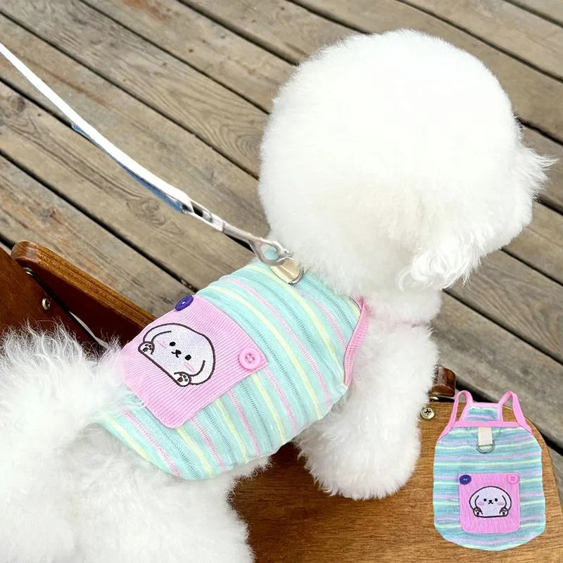 

Cute Animal Pattern Pet Vest Summer Cartoon Dog Clothes Thin Cat Teddy Suspenders Small and Medium Dog Striped Pullover