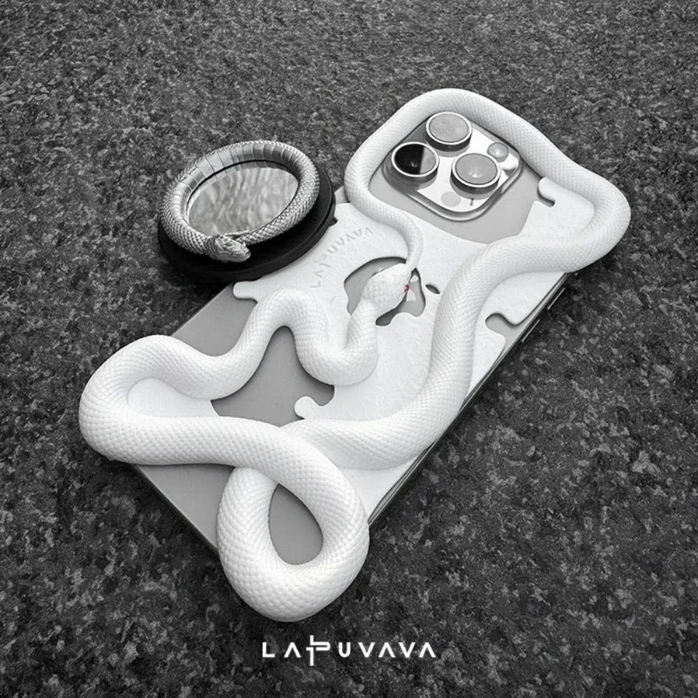 

Чехол для телефона LAPUVAVA с 3D принтом, крутой змеиный полый декор, художественный и креативный чехол для мобильного телефона для 14/15/16 Pro max, подарки