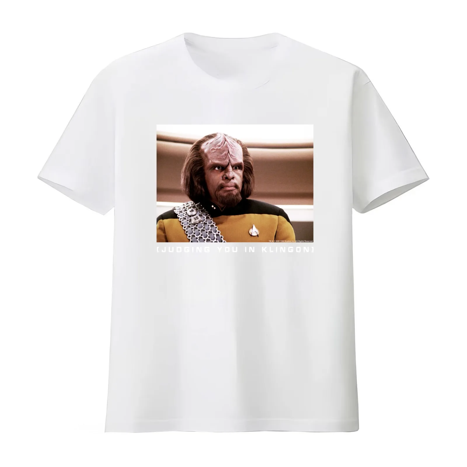 Star Trek Next Generation Worf ( Judging You In Klingon) Portrait T-Shirt Summer Casual Cotton Tee Oversized Streetwear Tops