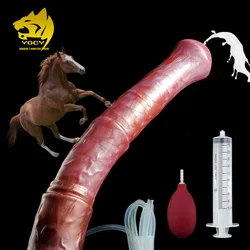 YOCY Long Horse Dildo 10.8 inch Insertable Animal Penis Ejaculating Anal Stimulator Animal Penis Sex Toy For Women Men