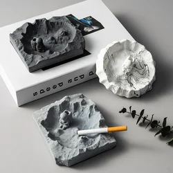 Artistic Lunar Surface Ash Tray Home Decor Art Design Crafts Living Room Table Ornament Accessories Office Desk Decor Ashtray