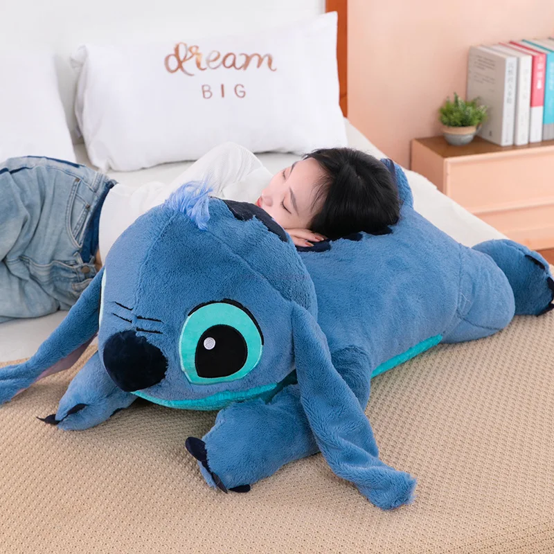 45/60/80cm Stitch Doll Disney Plush Toys Lilo&Stitch Plush Stuffed Doll Soft Pillow Prone Posture Dark/Light Blue Cute Toy Gifts