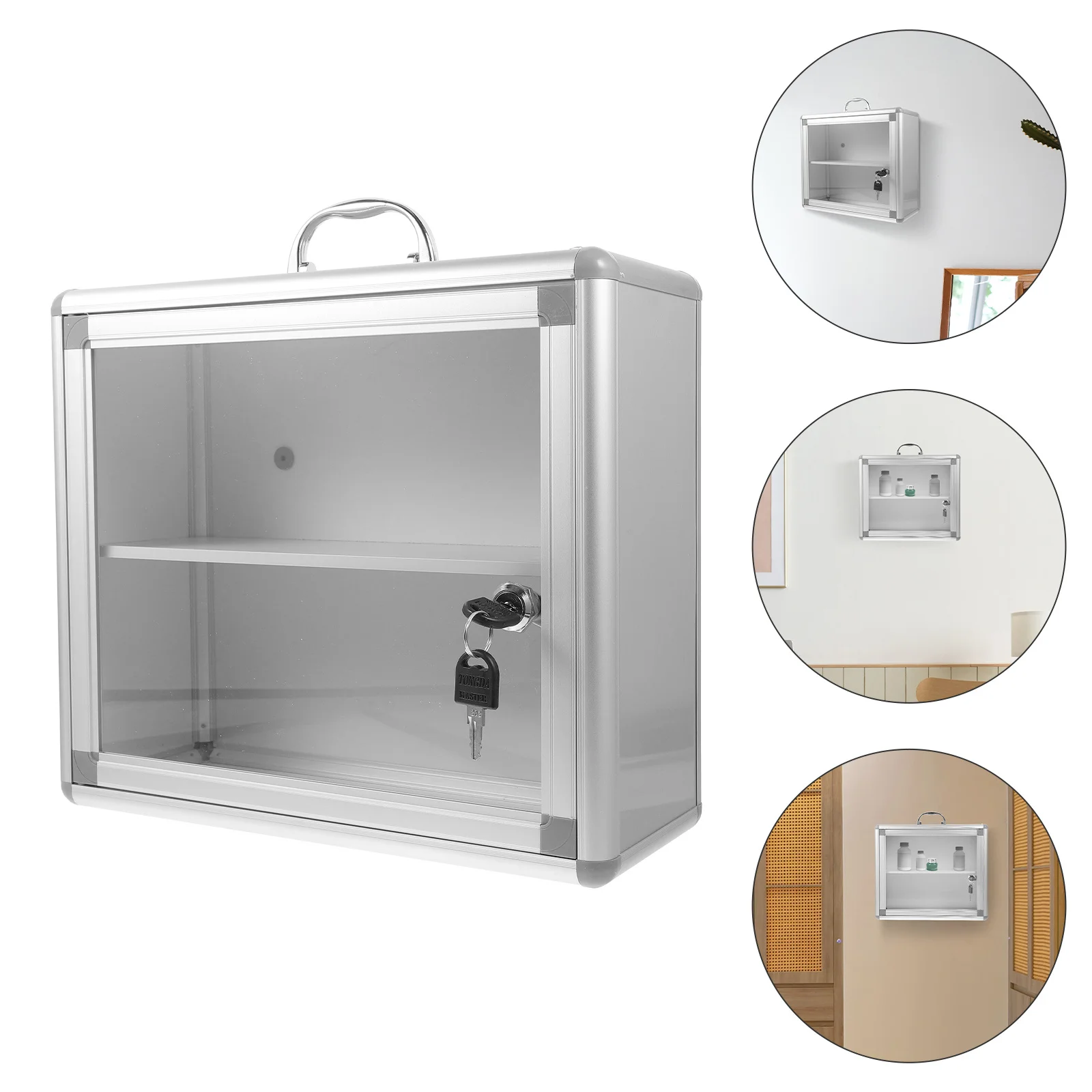 Caja de medicinas portátil de gran capacidad, organizador de primeros auxilios con cerradura montado en la pared, estuche de almacenamiento de emergencia para viaje, botiquín