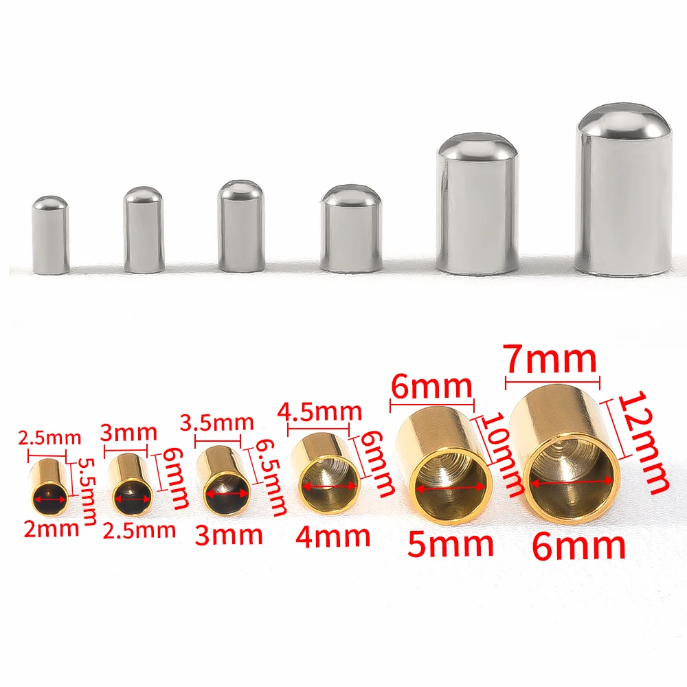 20 Stück Edelstahl-Crimpverschlüsse zum Selbermachen, Kordel, Armbandverschluss, Endkappen, Leder, Halskette, Zubehör, Erkenntnisse für die Schmuckherstellung, DIY – Detail 1