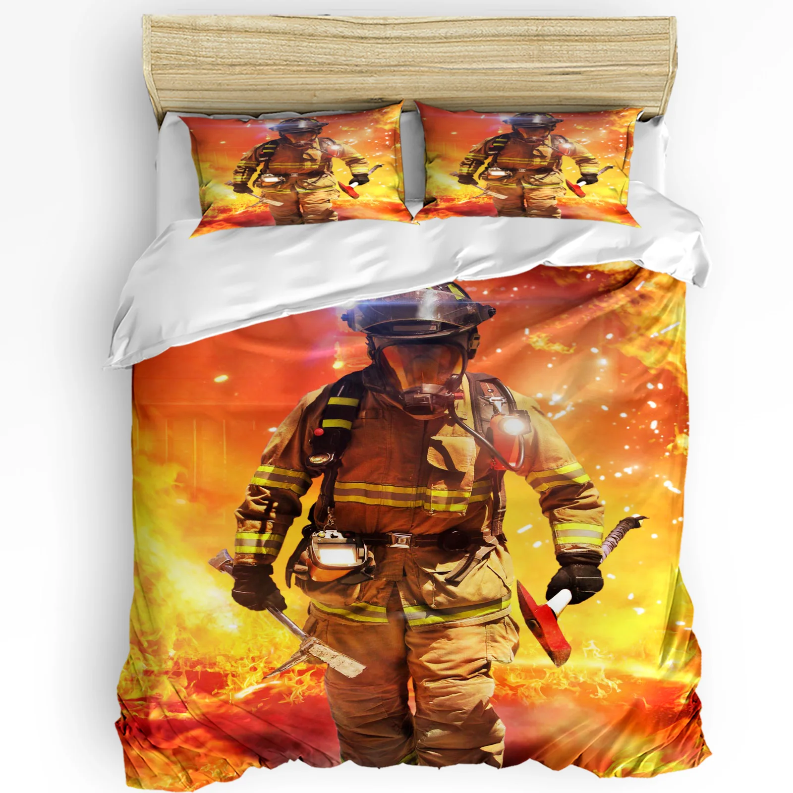 

Firefighter Tool Flame Duvet Cover Bed Bedding Set For Double Home Textile Quilt Cover Pillowcases Bedroom Bedding Set No Sheet