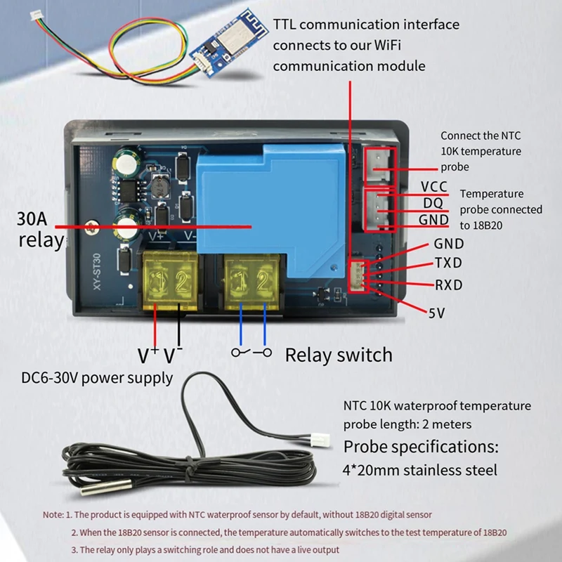 Thermostat Temperature Controller Digital Display Thermostat High Low Temperature Alarm