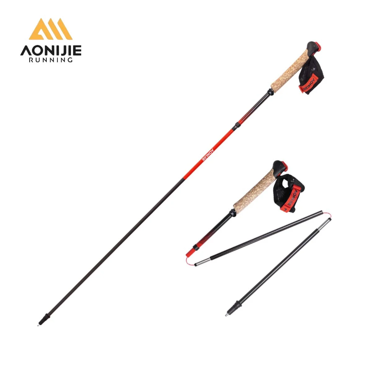 2 Pcs AONIJIE E4212 E4218 Folding Carbon Fiber Hiking Poles with Quick Lock System, Ultralight for Hiking, Camping, Mountaining