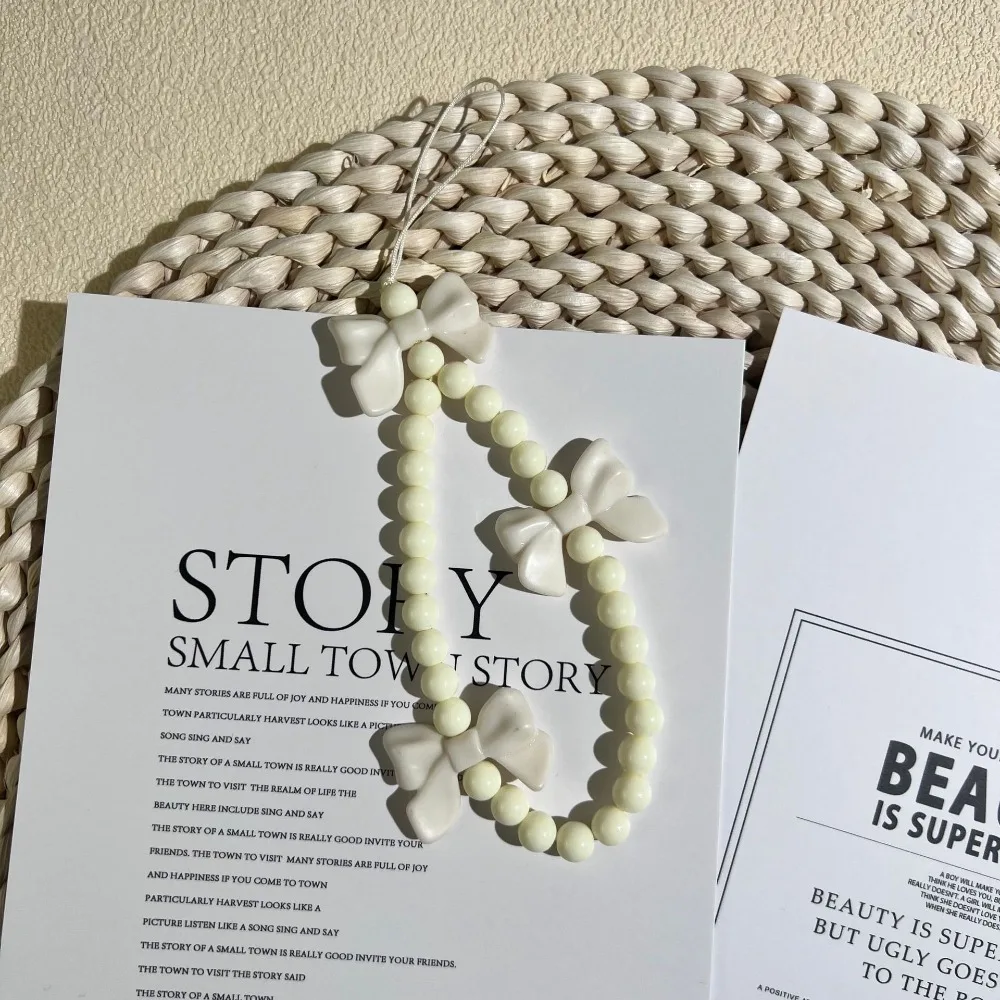 

Милый ремешок для телефона с бантом в стиле Y2K и Харадзюку, бисерный ремешок-подвеска для телефона, подвеска-бантик для рюкзака, аксессуары для ключей