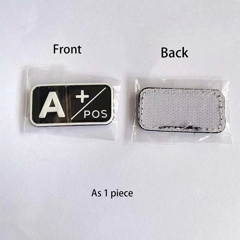 5*2.5CM 3D Blood Group Badge Patch A+ B+ AB+ O+ A- B- AB- O- PVC Rubber Emblems,Military Tactical Badges Patches Hook And Loop