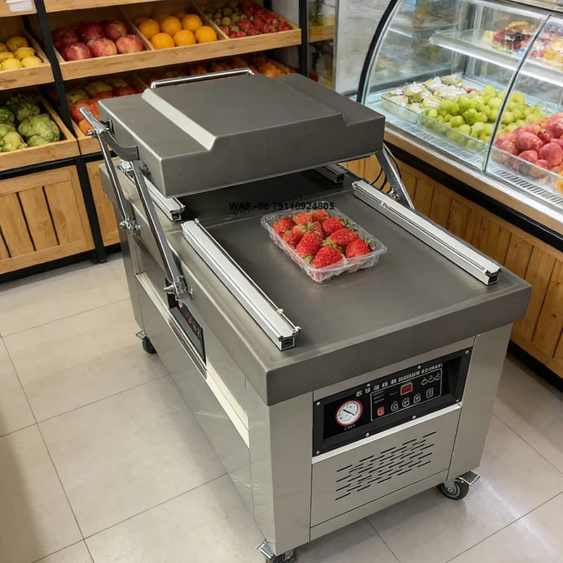 

600PD Farmers Market Dual Chamber Vacuum Sealer, Commercial Fresh Food Packing Machine, Universal for Dry/Wet/Oil/Powder
