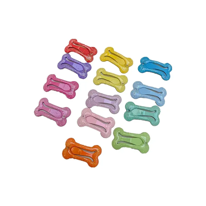 20pcs New Cute Candy Color Square Bone Shape Hairpins for Dog Cat Hair Clips BB Hairpin Barrettes Headwear Pet Hair Accessories