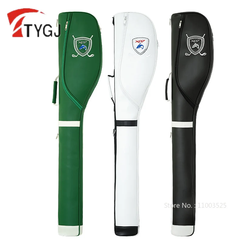 TTYGJ Lightweight PU Leather Golf Gun Bags High Capacity Portable Golf Bags with Shoulder Strap Foldable Soft Stand Packages