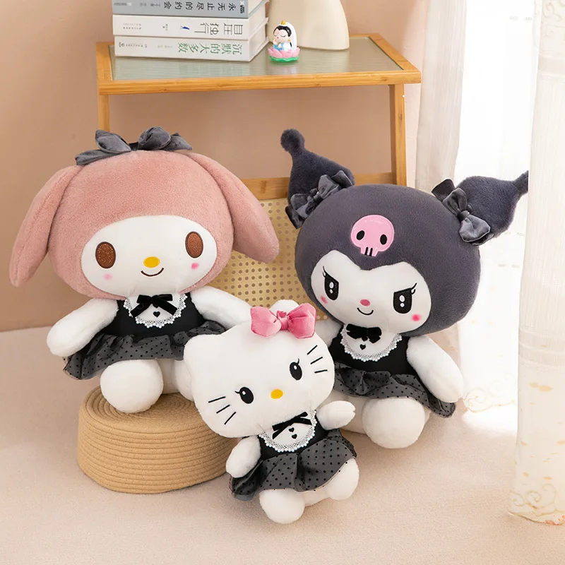 Juguete de peluche Kawaii Sanrio Kuromi, bonito muñeco de peluche, vestido negro, regalo de cumpleaños para niños y niñas, juguete de animales relleno suave