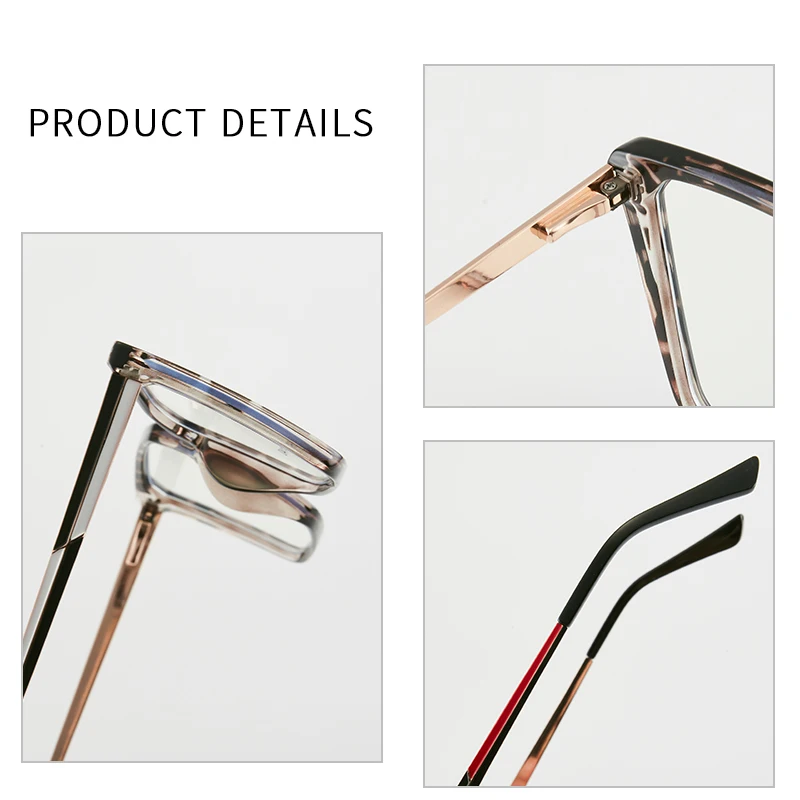 JMISUS Handmade Acetate Square Progressive Prescription Glasses for Women Anti Blue Light/Photochromic Optical Eyeglasses