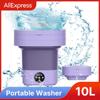 10L Ultrasonic Portable Super Big Capacity Washer With Drain Basket For Underwear Socks Clothes Folding Washing Machine 220V