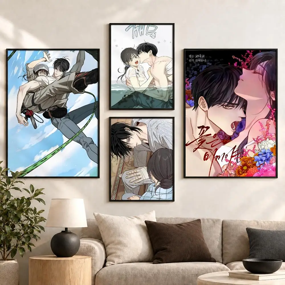 Flower of Allure Romantic Webtoon Dramatic Love Story Poster Aesthetic Art Print for Bedroom & Living Room Decor, Unframed