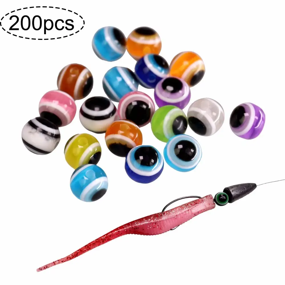 200pcs Fishing Beads 6mm 8mm 10mm Mixed Color Fish Eye Fishing Bead Kit For DIY Carolina Rigs Taxes Rigs Accessories