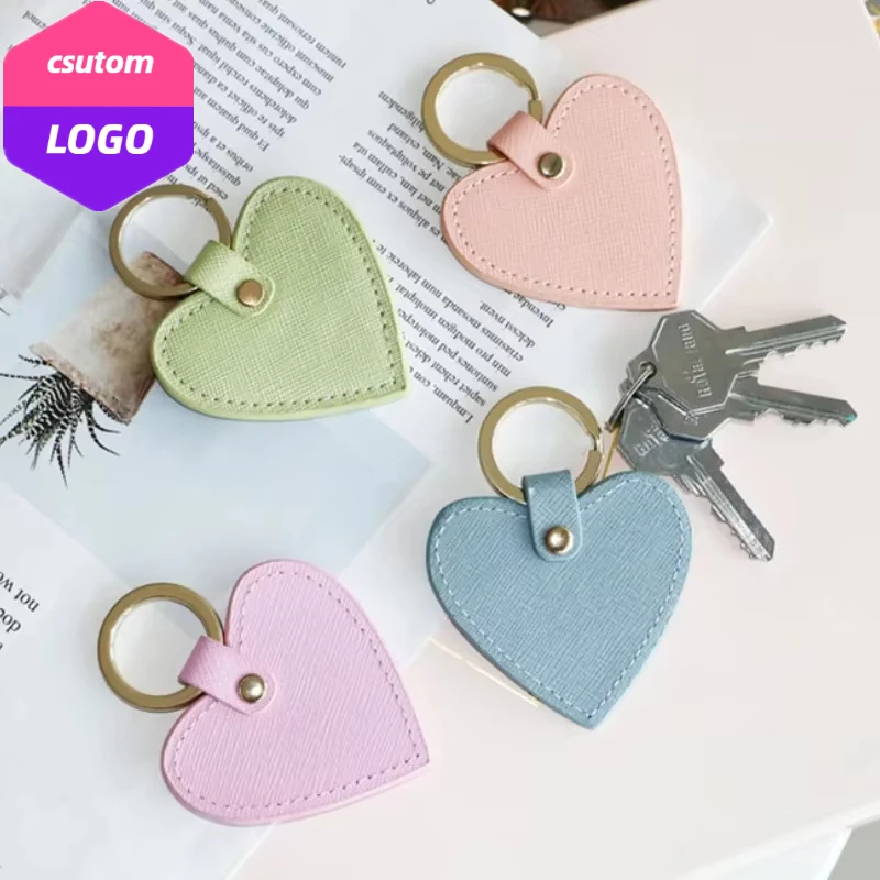 

Heart Shaped Personalize Name Keyring for lovers friends Customized Logo PU Leather Keychain Laser Engrave Number Car Key Chain