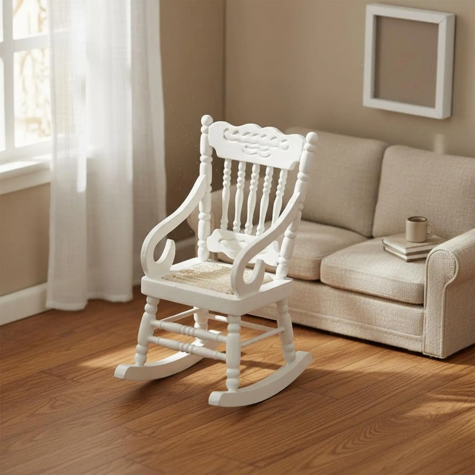 

Миниатюрное деревянное кресло-качалка в масштабе 1:12, тщательно выполненная детализированная миниатюра, высокодетализированная деревянная модель