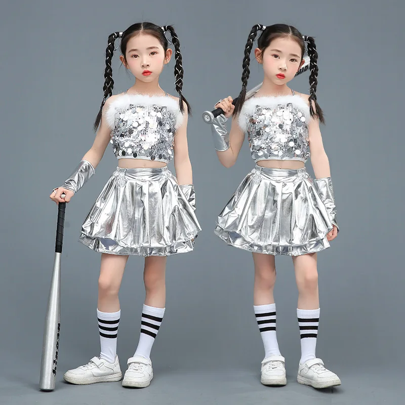 Jazz-Tanz-Performance-Outfits für Kinder – Pailletten-Laufsteg-Street-Dance-Kostüme für Jungen und Mädchen, Tanzkostüm, Kpop-Outfit