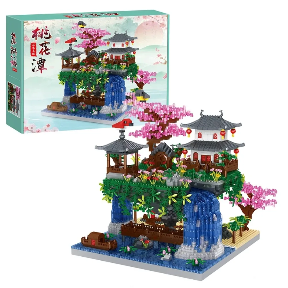 

Chinese Architecture Peach Blossom Pool Air Tree House Building Blocks Suzhou Garden DIY Assembly Bricks Toy Children Gifts
