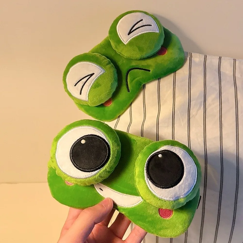 Breathable Funny Frog Sleep Mask Adjustable Sleeping Aid Eye Mask Cartoon Headwear Frog Blockout Light Eye Cover Sleep
