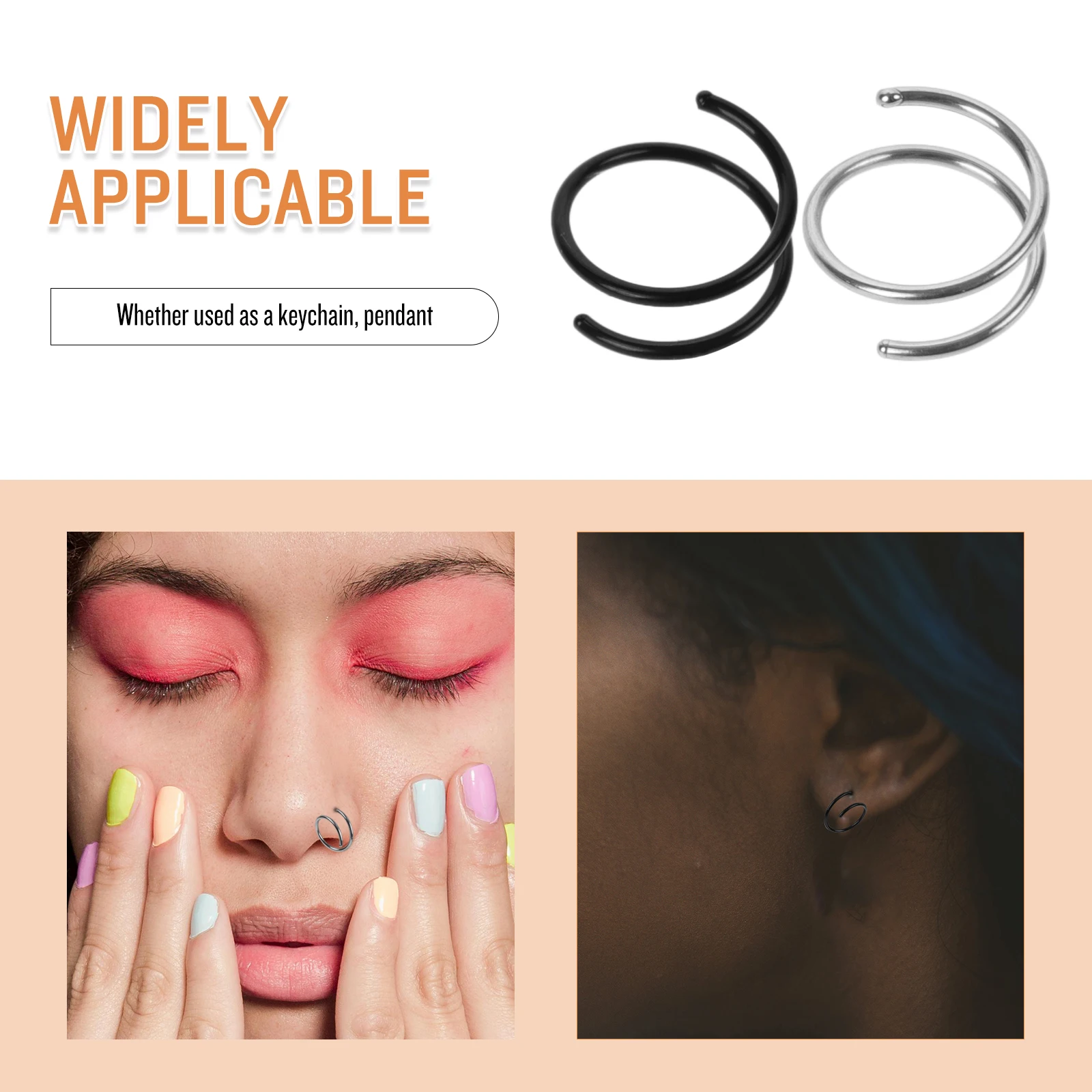 4 stuks dubbele spiraal neusringen roestvrij staal hypoallergene neus sieraden voor vrouwen trendy dansvoorstelling decor