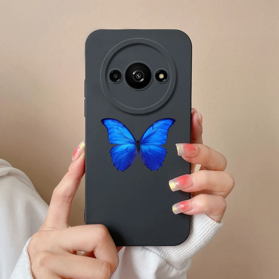 For Redmi A3 A3X 4G Phone Case Butterfly Soft Liquid Silicone Camera Protection Anti Choc Back Cover For Redmi A 3 Funda Capa