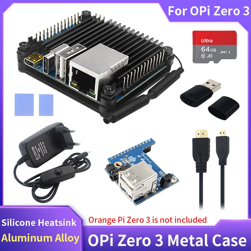 

Orange Pi Zero 3 Aluminum Case Metal Shell Passive Cooing CPU RAM Silicone Heat Sink Aluminum Alloy Enclosure for OPi Zero 3