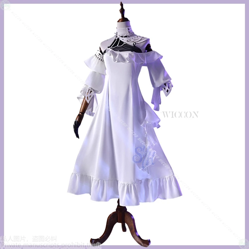 Phrolova 플로로 Wuthering Waves Cosplay Anime Costume Wuthering Waves White Elegant off-the-shoulder Long Dress Jirai Kei Halloween