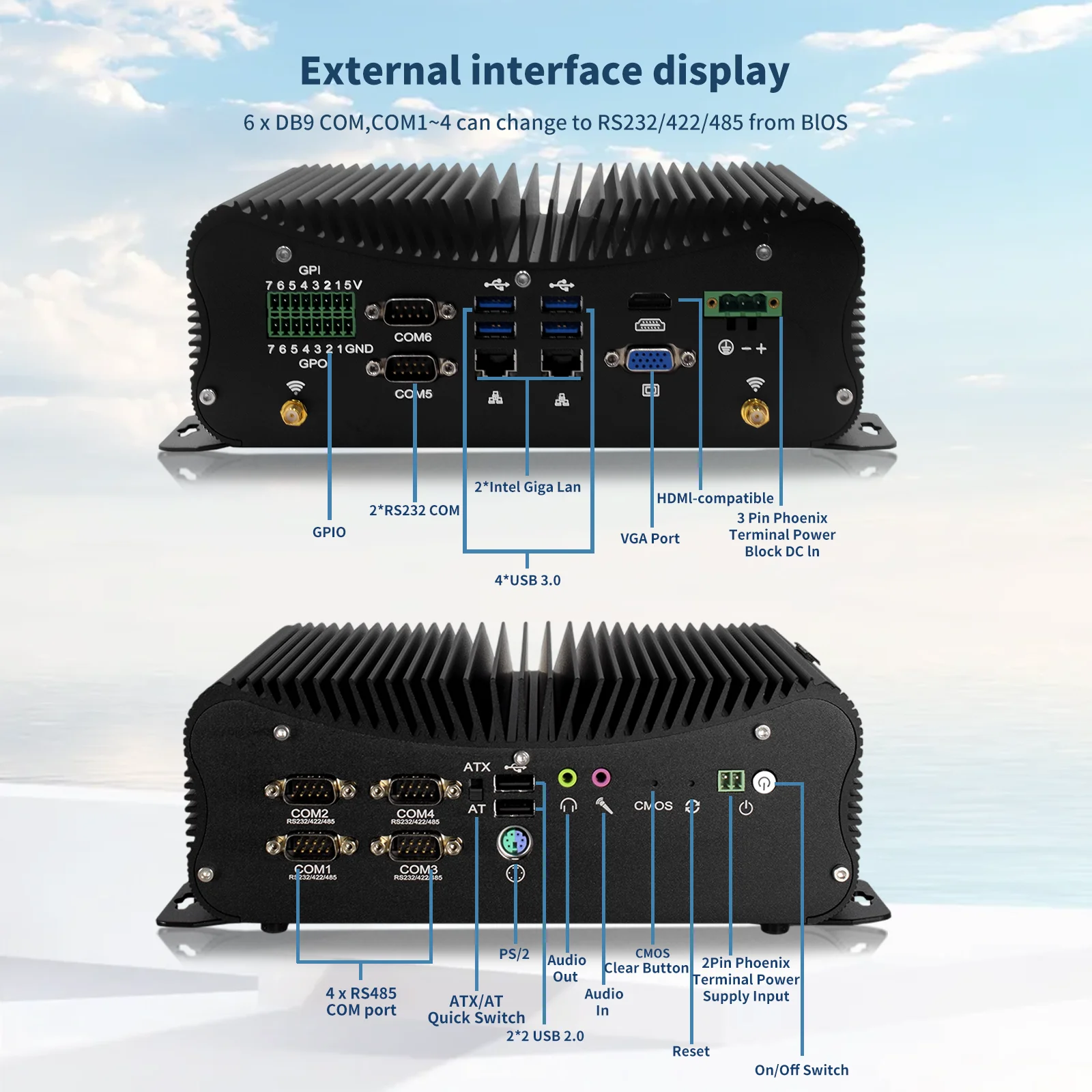 HYSTOU 6 COM 2 LAN GPIO мини промышленный ПК Intel i5 4278U RAID 2 дисплей выход авто 1080P силовой компьютер