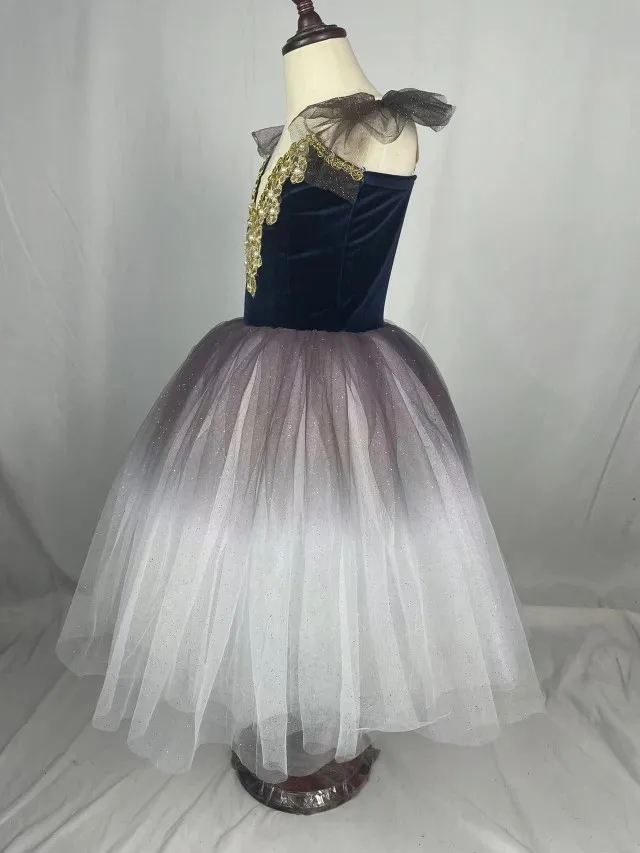 Vestido de Ballet verde para niñas, Falda larga de baile para niños, disfraces de actuación de bailarina, ropa de danza del vientre para niñas