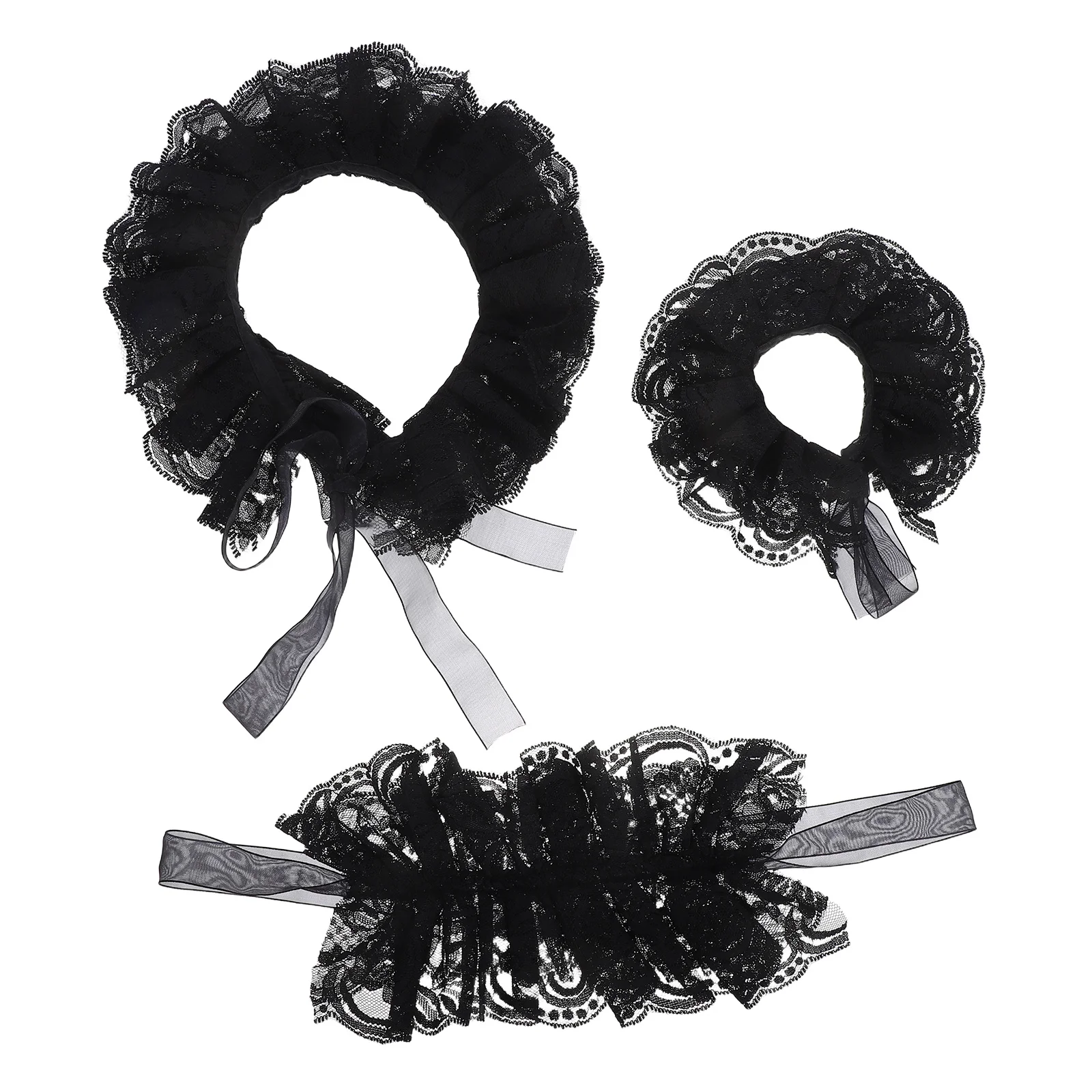 1 conjunto retro plissado colarinho rendas punhos de pulso conjunto vitoriano traje acessórios para mulheres teatro fotografia vestido casamento decoração