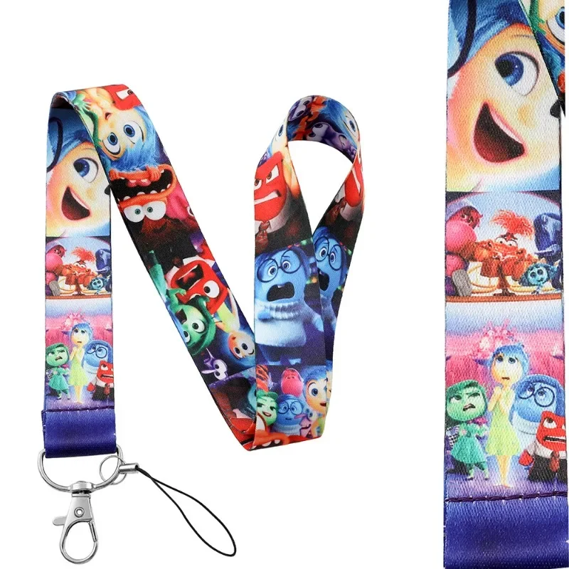 Disney Inside Out2 Lanyards Keychain Cartoon Movie Lanyards for Key Neck Strap for Card Keyring Accessory Gift Credential Holder