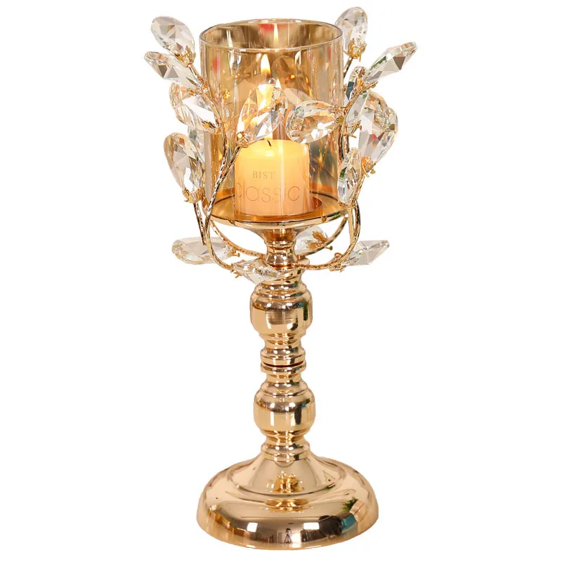 

Glass High-footed Candlestick Romantic Candlelight Dinner Wedding Props Home Golden Scented Candle Crystal