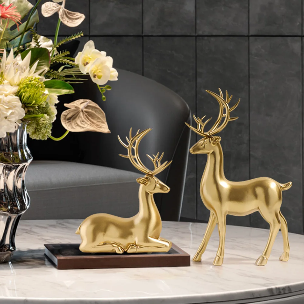 

2Pcs Resin Elk Xmas Ornaments Christmas Desktop Decoration Party Table Home Festival Supplies Elk Ornament Christmas Ornament