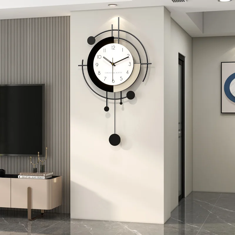 High Grade Modern Minimalist Wall Clock No Punch Installation Silent Creative Decorative for Living Room Dining Room Decoration