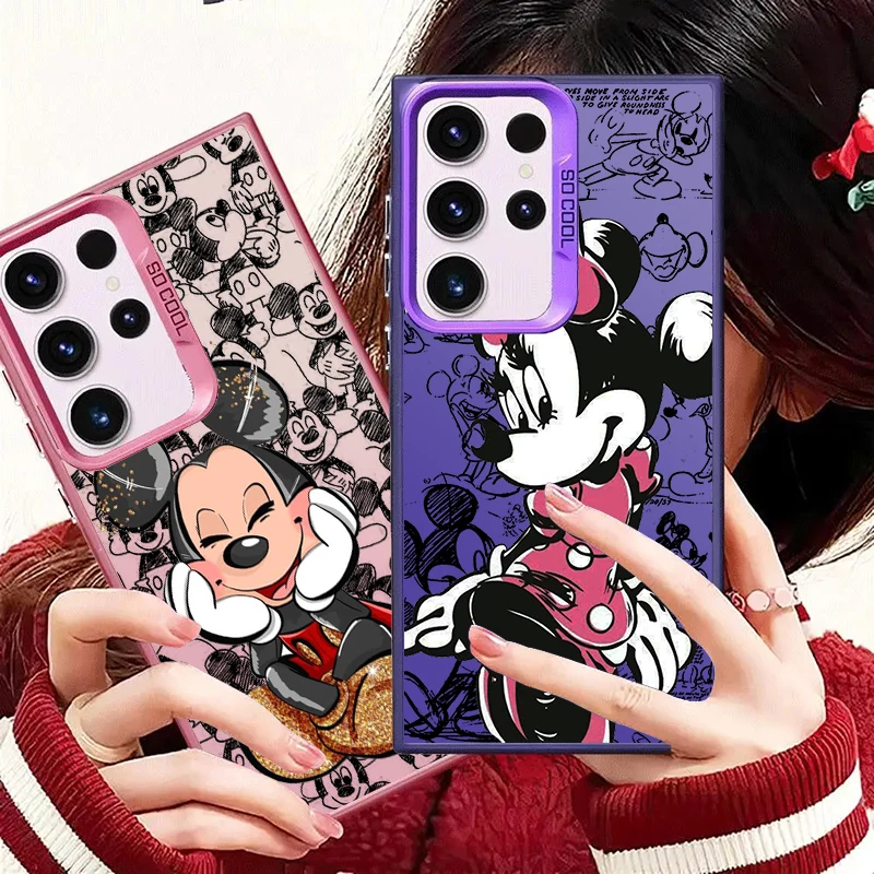 

Disney Mickey Minnie Love For Samsung A71 A52 A53 A51 A34 A33 A32 A21S A23 A15 A12 A13 A05 5G Colorful Silver Funda Phone Case