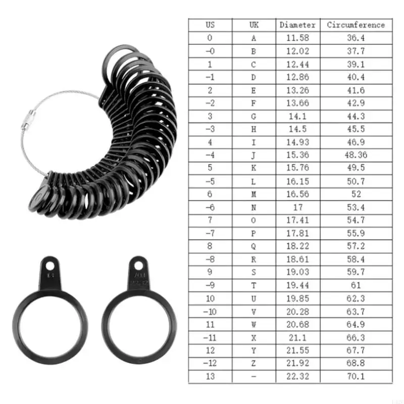 F42F Portable Ring Sizer Gauges Finger Ring Sizer Jewelry Making Measurement Tools