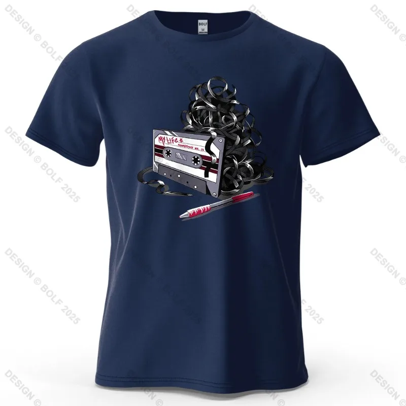 My Life Music Cartoon Printed Men's and Women's Fashion Trend Short Sleeve Summer New Soft Skin Friendly Round Neck T-shirt