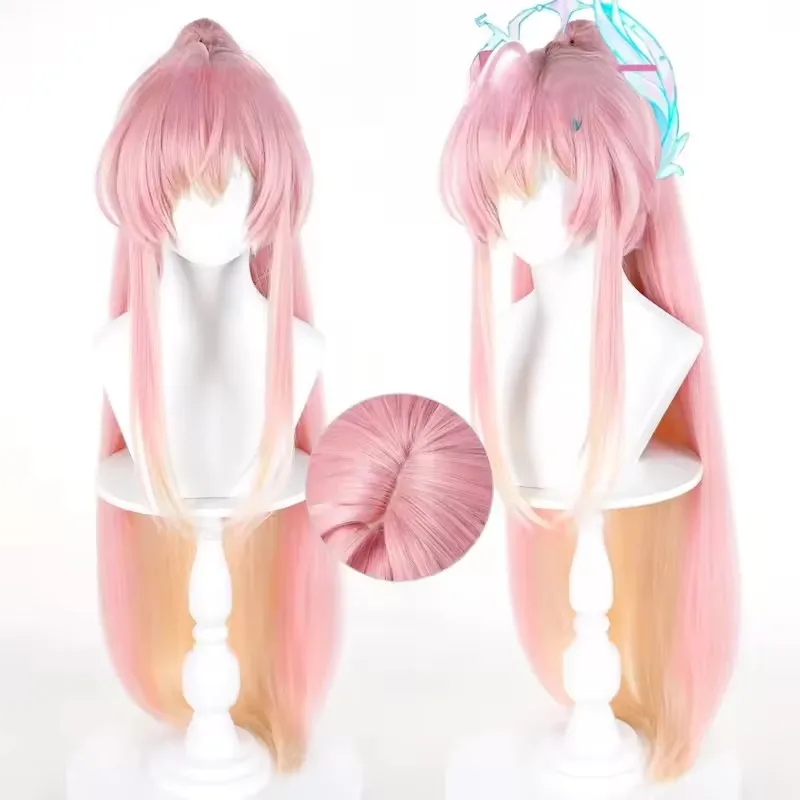 

Anime Wuthering Waves Aemeath Cosplay Wig with Ponytail Pink Orange Mixed Wig Heat Resistant Synthetic Halloween Carnival Party