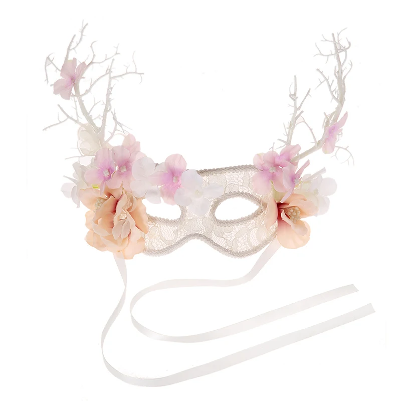 Mask Eye Mask Women's Exaggerated Shape Handmade Flower White Plastic Material Suitable for Dance Catwalk Show Performance Props