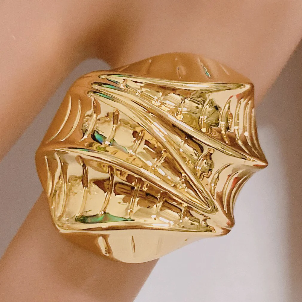 Newest 18K Gold Plated Women Luxury Party Rings Nigeria Bridal Wedding Dinner Silver Plated Rings Accessories Gift Free Shipping