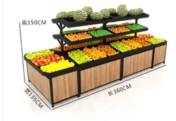 Fresh supermarket fruit shelf display shelf vegetable shelf fruit store fruit frame steel wood fruit and vegetable shelves comme