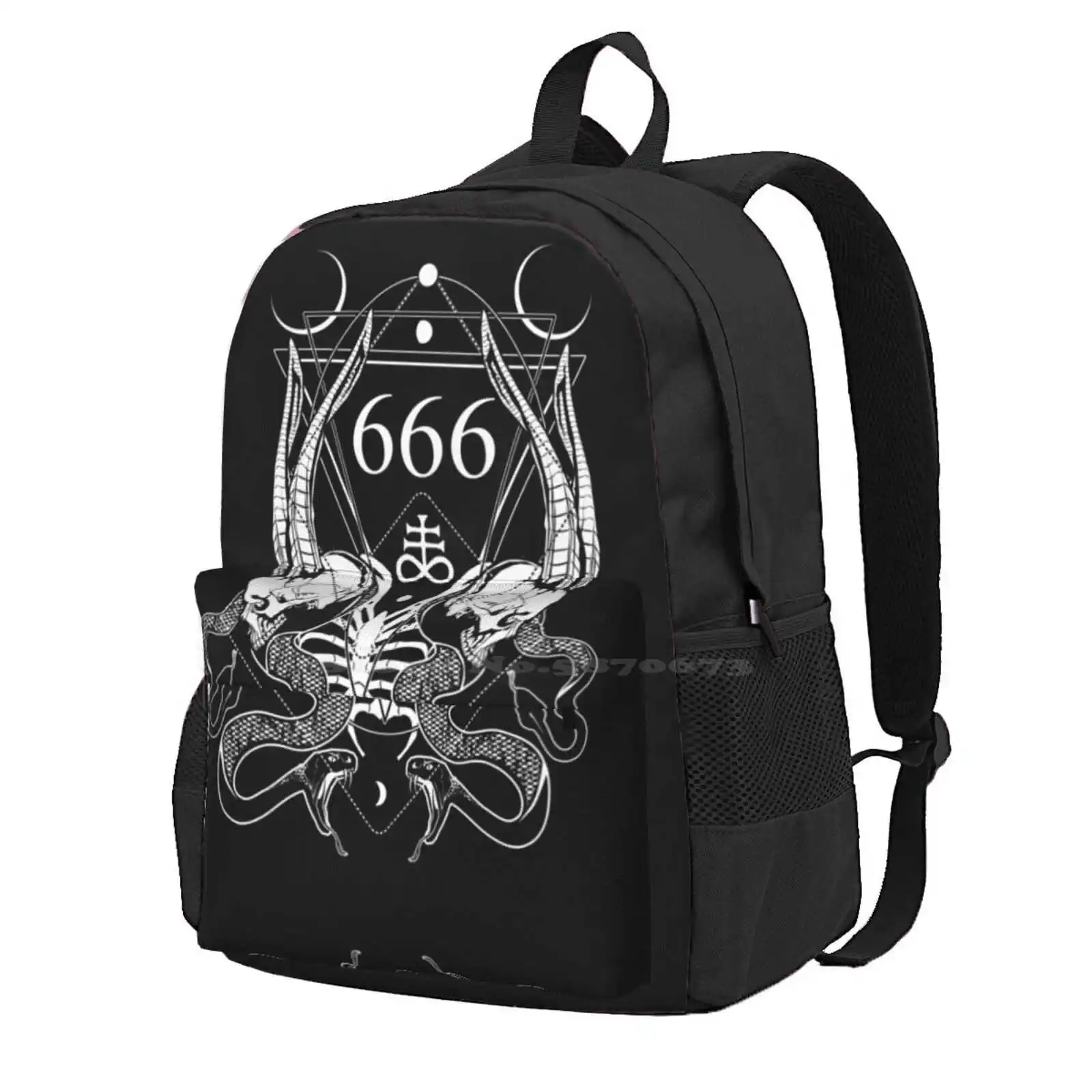 

666 With Some Skulls, Serpents And Leviathan Cross Hot Sale Schoolbag Backpack Fashion Bags 666 Satanism Lucifer Leviathan