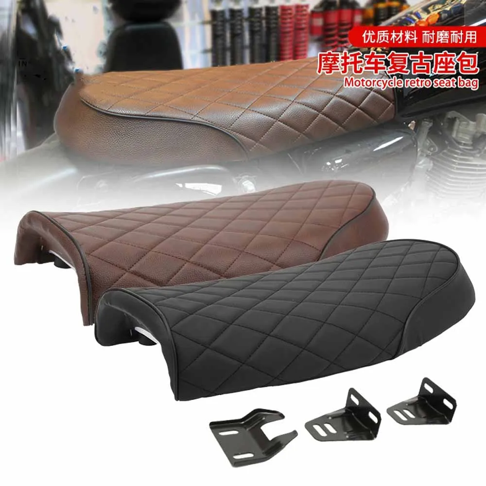 Motorcycle Accessories Retro Cafe CG125 Modified Seat Cushion Hot Selling 53cm Long Diamond Shaped Seat Cushion Seat Bag