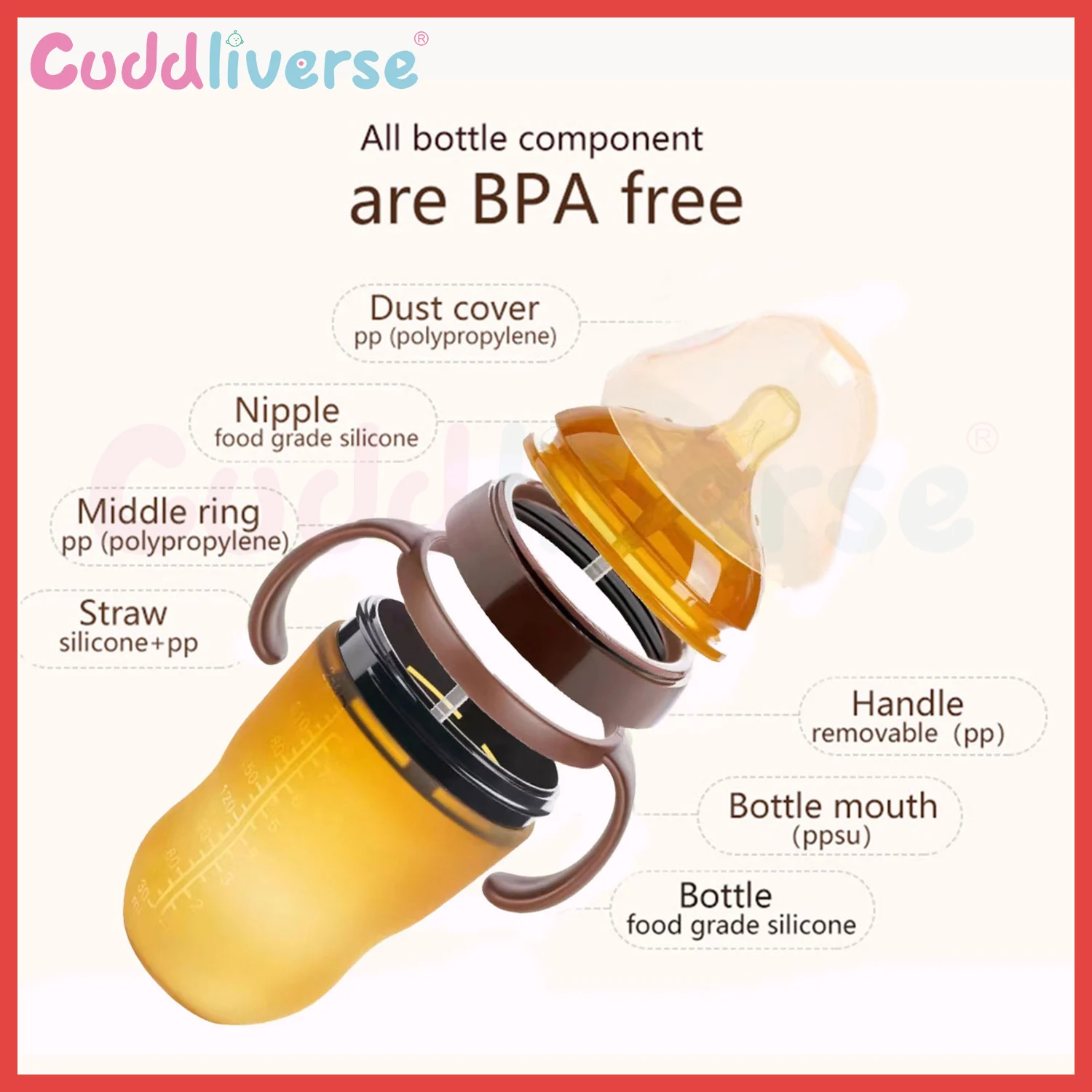 150 ミリリットル/250 ミリリットルシリコン哺乳瓶ナノシルバーシリコーンライスペーストボトル母乳のようなデザインブラウンボトル