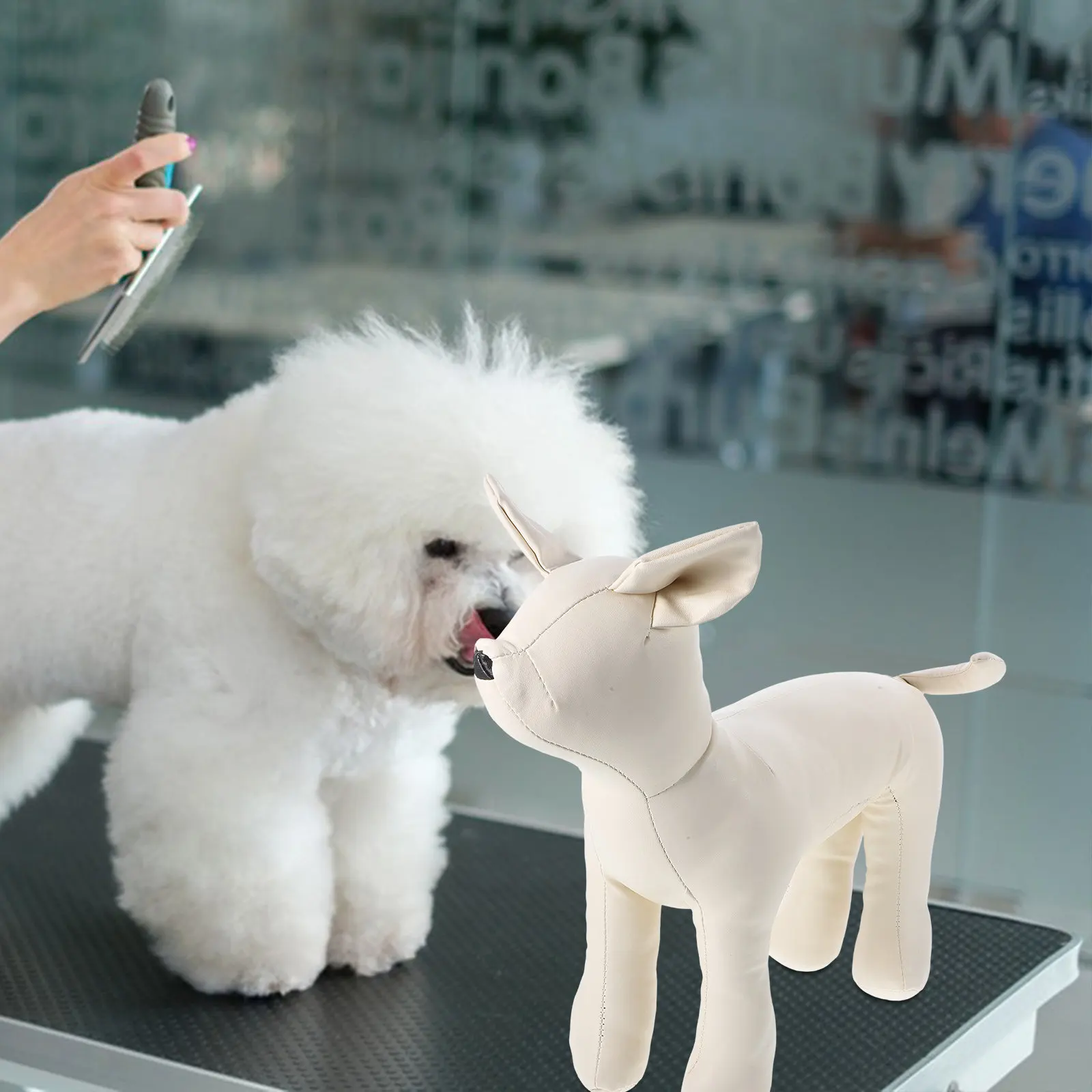 

Pet Dog Mannequin Size S Realistic Sitting Posture Safe Material Heavy Duty for Displaying Small Dog Outfits Accessories